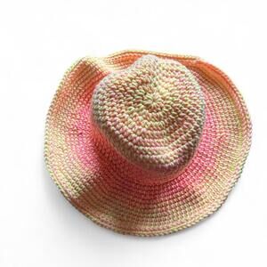 Pink and Orange Hand Crochet Sun Hat Size OS